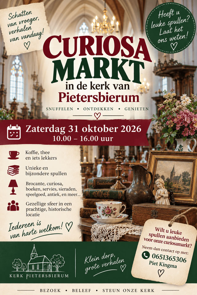 Curisosamarkt Petruskerk Pietersbierum Flyer Curisosamarkt Kerk Pietersbierum