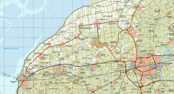 Kaart van Nederland - Noordwest Friesland